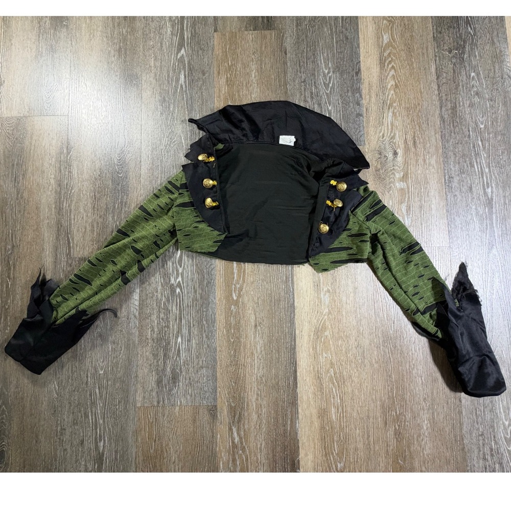Spirit Halloween Costume Jacket Adult Medium Green Distressed Bolero Shrug